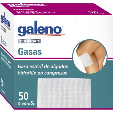 Gasa Estéril Algodón Hidrofilo Compresas Galeno 10 Sobres 5 Unidades
