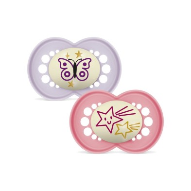 Chupete Silicona Fisiológico Mam Original Night + 16 Meses R Pack Doble