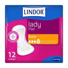 Absorbente Incontinencia Orina Ligera Lindor Lady Pad Extra 4 Gotas 12 Unidades