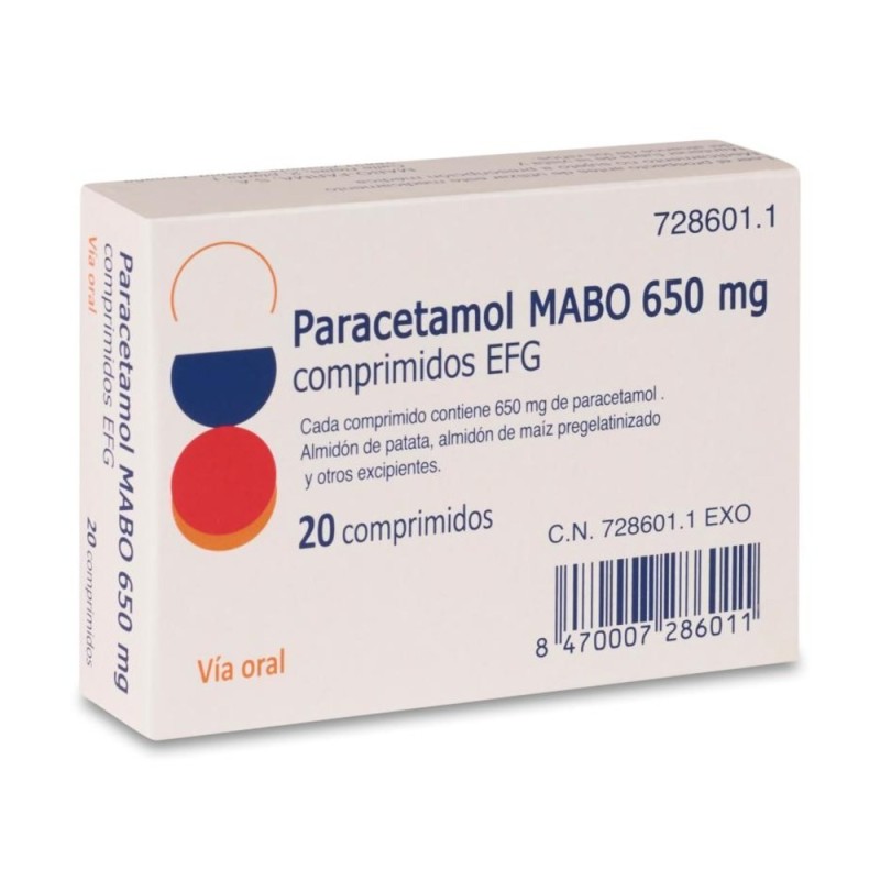 PARACETAMOL MABO EFG 650 MG 20 COMPRIMIDOS