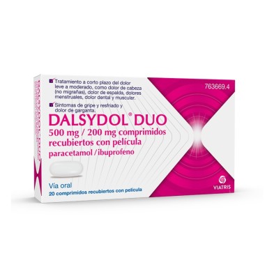 DALSYDOL DUO 500 MG/200 MG 20 COMPRIMIDOS RECUBIERTOS