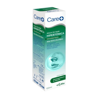 Care+ Agua de Mar Hipertónica Aloe Vera y Eucalipto Intensidad Fuerte 1 Envase 120 ml