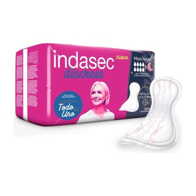 Compresa Perdidas Leves Indasec Discreet Maxi Night 12 Unidades