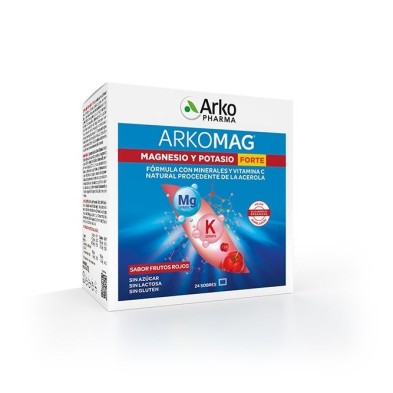 ARKOMAG MAGNESIO Y POTASIO FORTE 24 SOBRES SABOR FRUTOS ROJOS