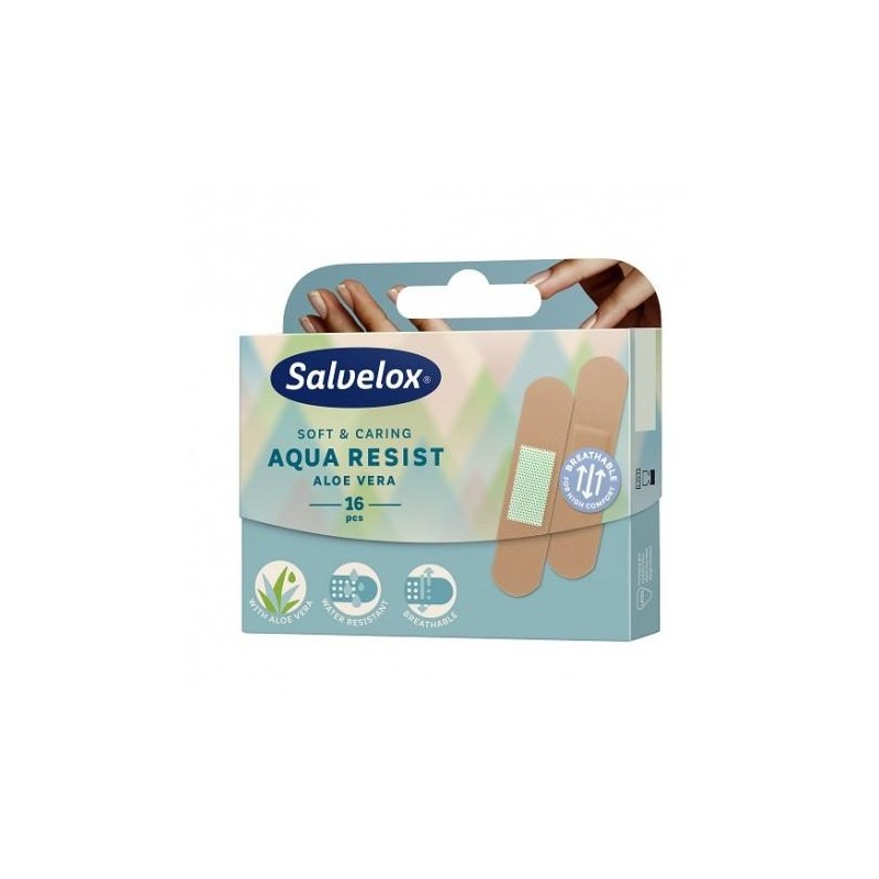 SALVELOX AQUA RESIST APÓSITO ADHESIVO ALOE VERA 16 UNIDADES 19x72 MM