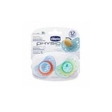 CHUPETE CAUCHO AZUL CHICCO PHYSIO ANATOMICO 12 M+ 2 UNIDADES