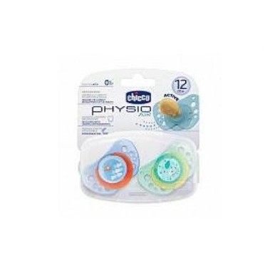 CHUPETE CAUCHO AZUL CHICCO PHYSIO ANATOMICO 12 M+ 2 UNIDADES