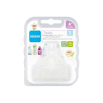 TETINA SILICONA MAM-3 FLUJO RAPIDO 4+ M 2 UNIDADES