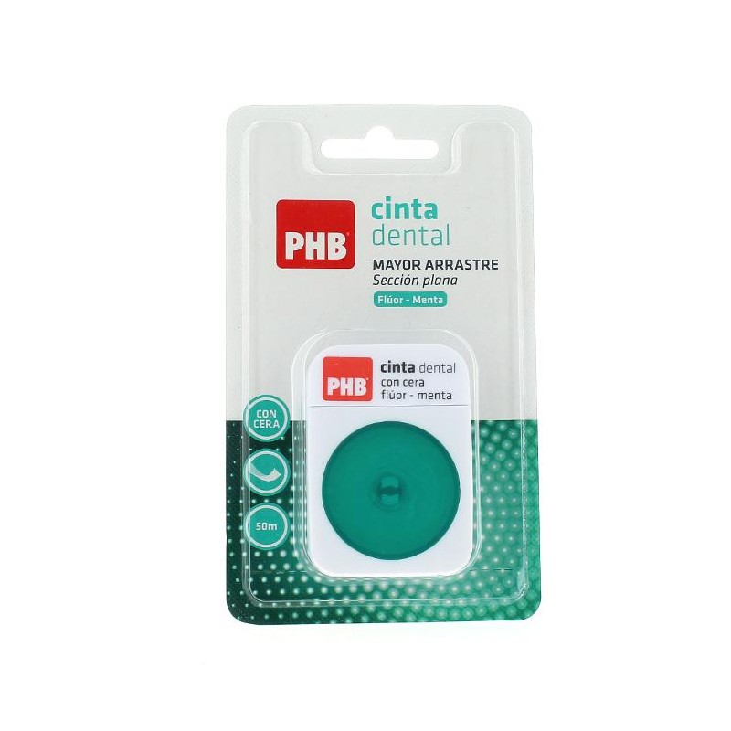 PHB CINTA DENTAL DE NYLON CON CERA DE FLUOR Y MENTA 50M