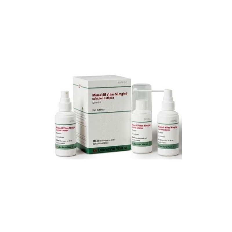 MINOXIDIL VIÑAS 50 MG/ML SOLUCION CUTANEA 3 FRASCOS 60 ML