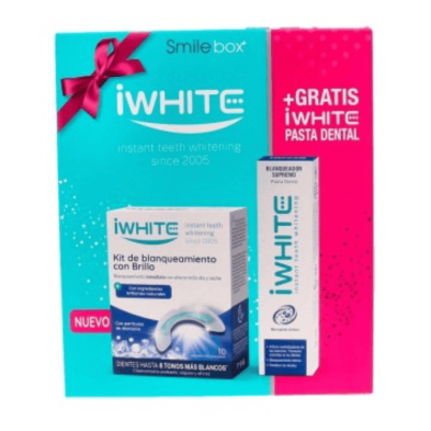 IWHITE KIT BLANQUEAMIENTO CON BRILLO 10 MOLDES + PASTA DENTAL 1 ENVASE 75 ML PACK PROMO