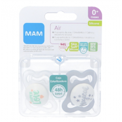 CHUPETE SILICONA MAM AIR 0+ A PACK DOBLE