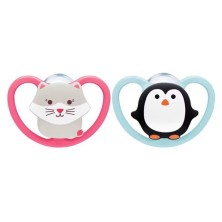 CHUPETE SIL NUK SPACE 0 - 6 M 2 U ZORRO ROSA