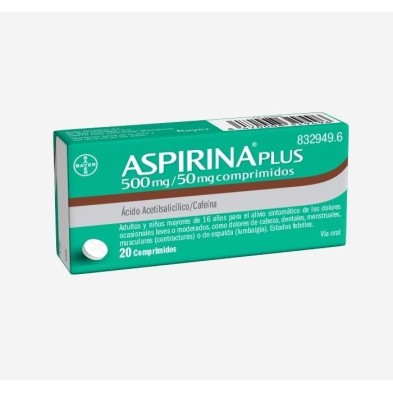ASPIRINA PLUS 500/50 MG 20 COMPRIMIDOS