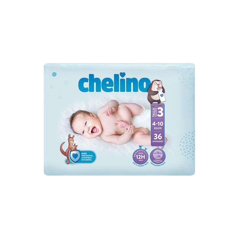 PAÑAL INFANTIL CHELINO T- 3 (4 -10 kg) 36 UNIDADES