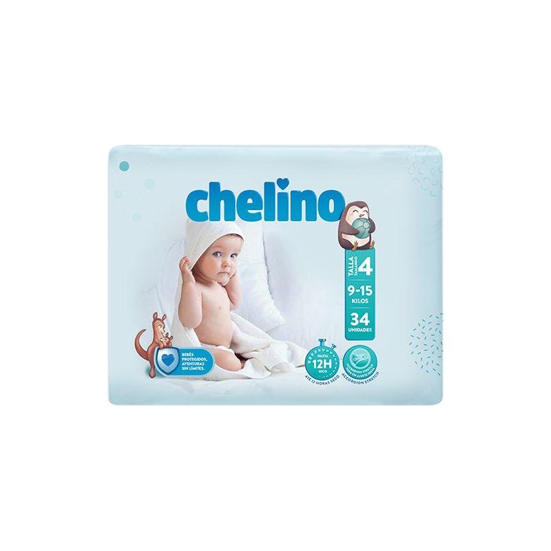 PAÑAL INFANTIL CHELINO  T- 4 (9 -15kg) 34UNIDADES
