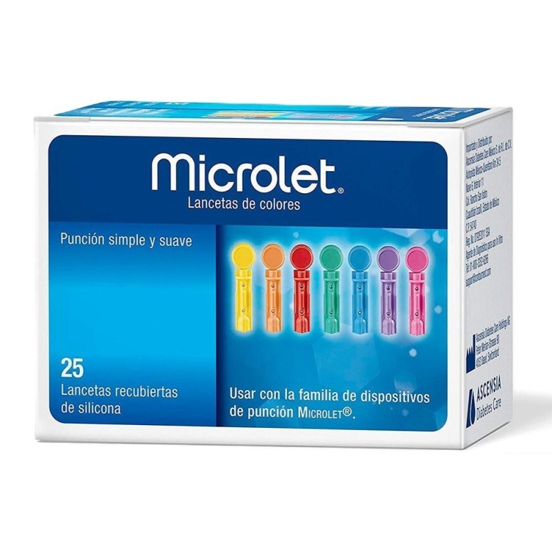 Lancetas Microlet de Colores 25 u