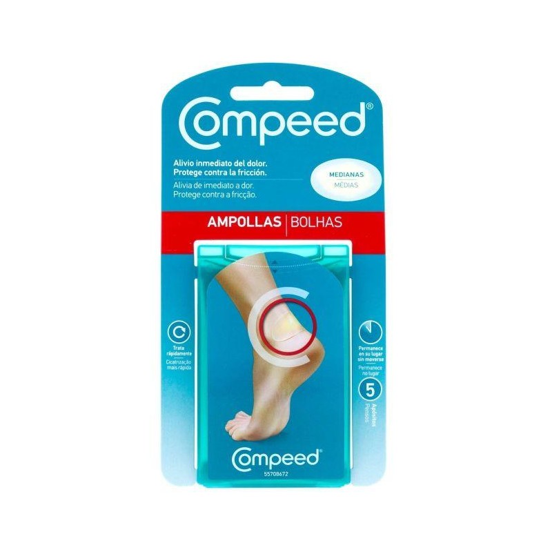 COMPEED AMPOLLAS HIDROCOLOIDE TALLA MEDIANA 5 UNIDADES