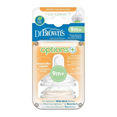 DR BROWNS TETINA OPTION+ BOCA ANCHA PARA CEREALES: ORIFICIO EN Y 9M+ 2 UDS