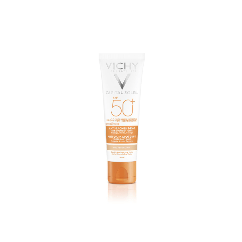 IDEAL SOLEIL SPF-50+ CUIDADO ANTIMANCHAS 3 EN 1