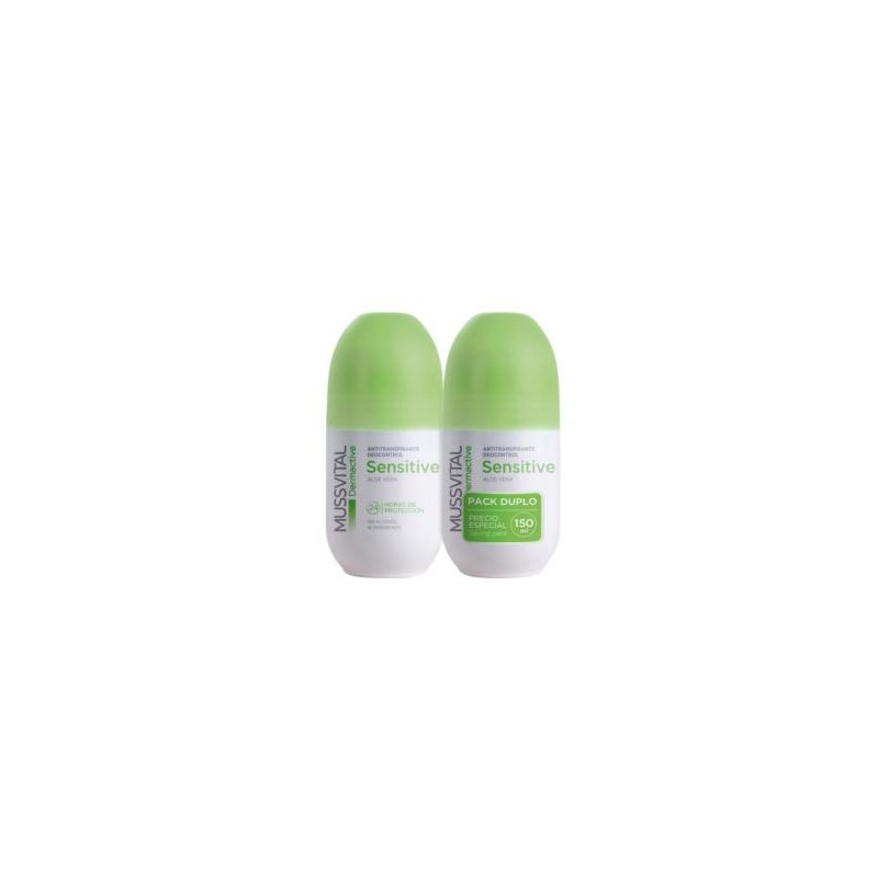 MUSSVITAL DERMACTIVE DEO SENSITIVE ALOE VERA ROL PACK 2 UDS 75ML