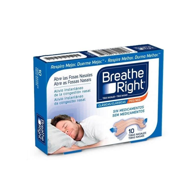 BREATHE RIGHT TIRA NASAL COLOR TALLA PEQUEÑA MEDIANA 30 UNIDADES