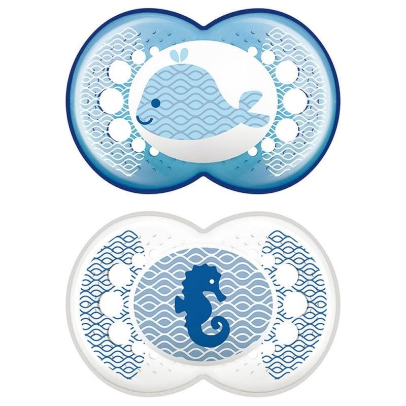 CHUPETE LATEX MAM ORIGINAL +6 M PACK DOBLE AZUL