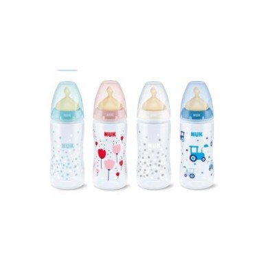 BIBERÓN LATEX NUK FIRST CHOICE CON CONTROL DE TEMPERATURA DE 300 ML 0-6MESES