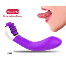 LENGUA MORADO VIBRADOR DOBLE CABEZAL RECARGABLE NEZEND