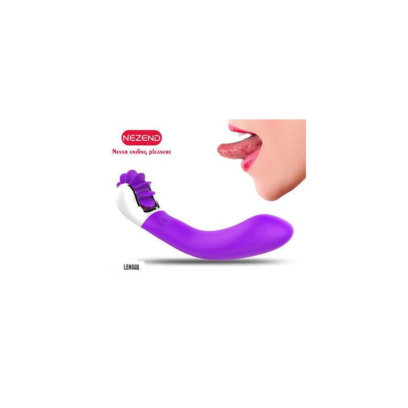 LENGUA MORADO VIBRADOR DOBLE CABEZAL RECARGABLE NEZEND
