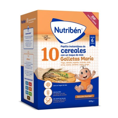 NUTRIBEN 10 CEREALES MIEL GALLETAS MARIA 1 BOLSA 600 G