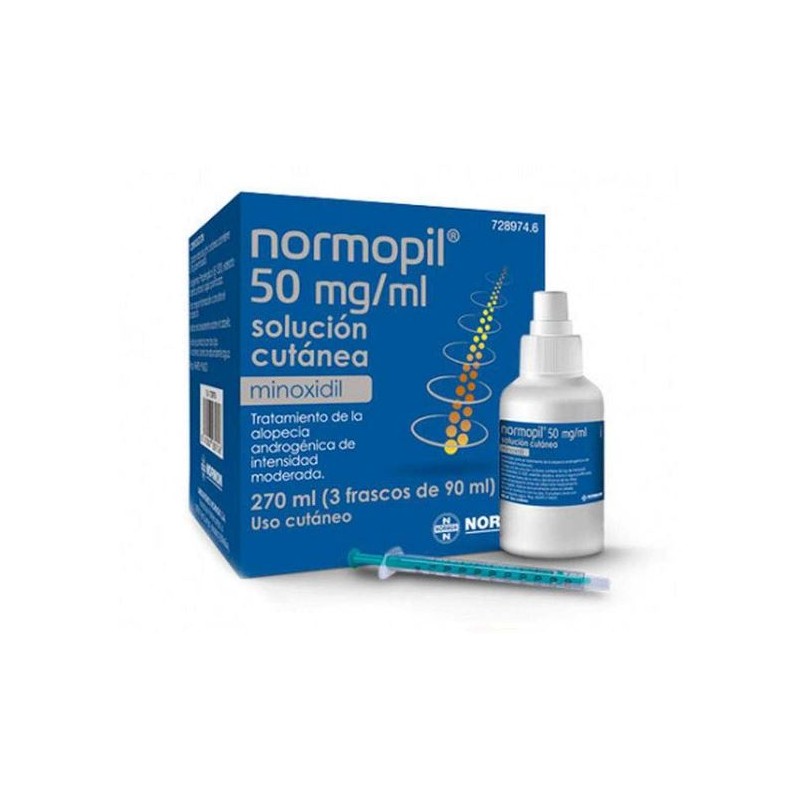 NORMOPIL 50 MG/ML 3 FRASCOS SOLUCION CUTANEA 90 ML